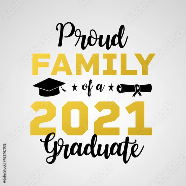 Fototapeta Vector illustrate design graduation 2021 logo. Class of 2021, Senior 2021 badges design.