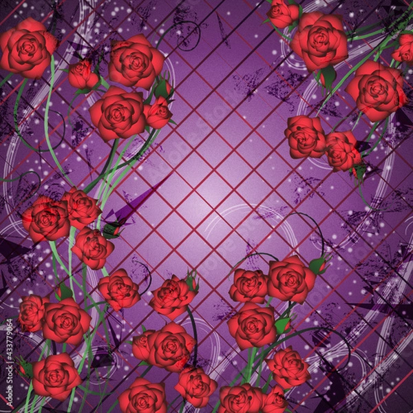 Fototapeta 着物柄_roses