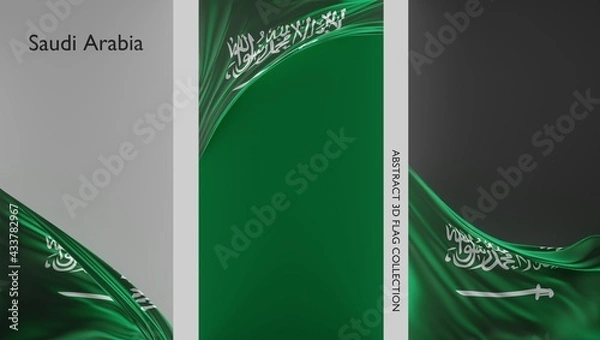 Fototapeta Abstract Saudi Arabia Flag 3D Render (3D Artwork)