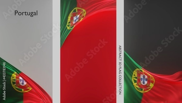 Fototapeta Abstract Portugal Flag 3D Render (3D Artwork)