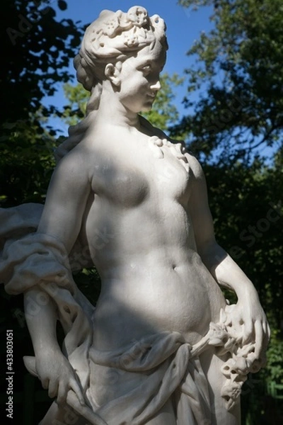 Fototapeta Statue of Aurora by Giovanni Bonazza. Sculpture of the Summer Garden in St. Petersburg.