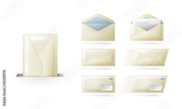 Obraz Envelopes (letters, mail) on white background