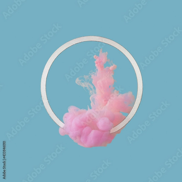 Fototapeta abstract pastel coral pink color paint with bright blue background. fluid creative concept composition with copy space. minimal natural luxury abstract art