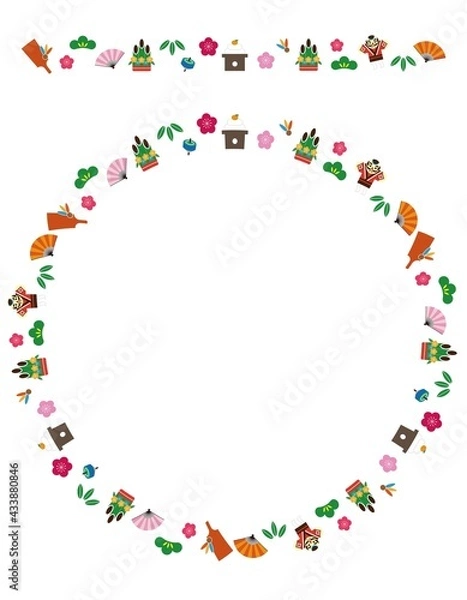 Fototapeta 正月飾り01_03（お正月らしい飾りで作ったかわいいフレーム）