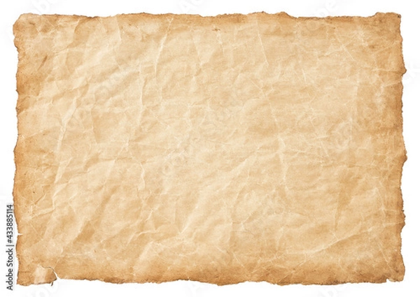 Obraz old parchment paper sheet vintage aged or texture isolated on white background