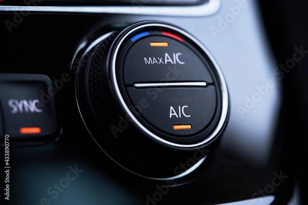 Fototapeta Car air conditioning system. Air condition switched on maximum cooling mode