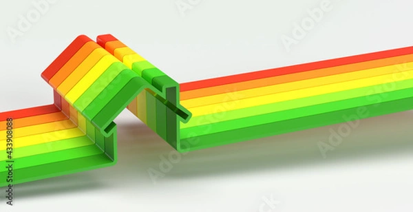 Fototapeta Energy performance diagnostic label - real estate consumption balance sheet such as house or apartment - European standard - rating by class - 3D rendering