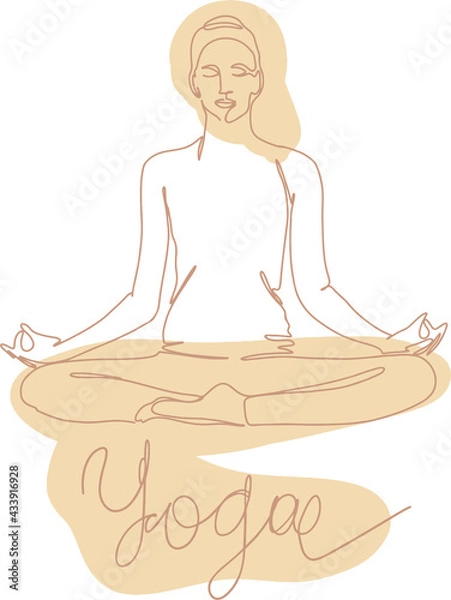 Obraz line art silhouette yoga poses hand drawn Illustration . Vector illustration