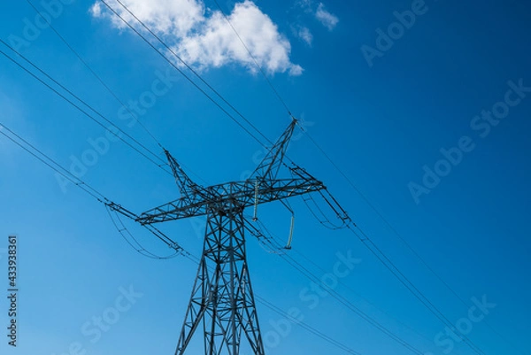 Fototapeta Electrcity lines in blue skies