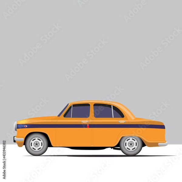 Obraz Side view of yellow classic cab
