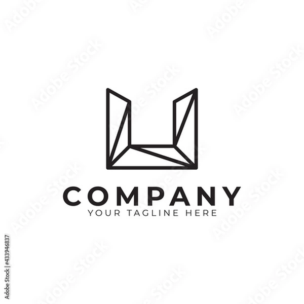 Fototapeta Initial Letter U line logo design. Geometric Line Style. Graphic alphabet symbol. Usable for Business and Branding Logos. Flat Vector Logo Design Ideas Template Element.