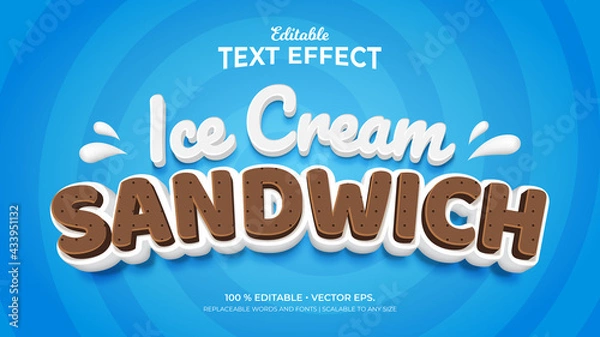 Obraz Text Effects, 3d Editable Text Style - Ice Cream Sandwich