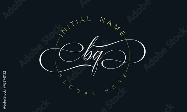 Fototapeta BQ/QB cursive letter stylish luxury logo in golden and white color, BQ/QB letter logo design, BQ/QB Business abstract vector logo monogram template with thumbnails.