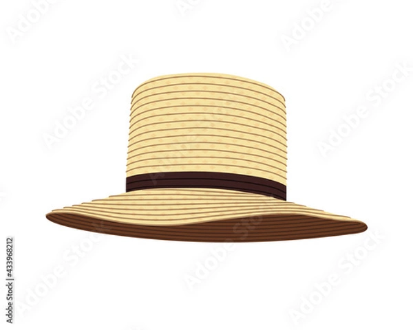 Obraz The Amish straw hat. Headdress with a wide brim. Vector illustration.