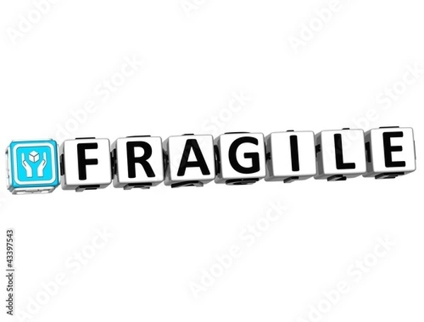 Obraz 3D Fragile Button Click Here Block Text