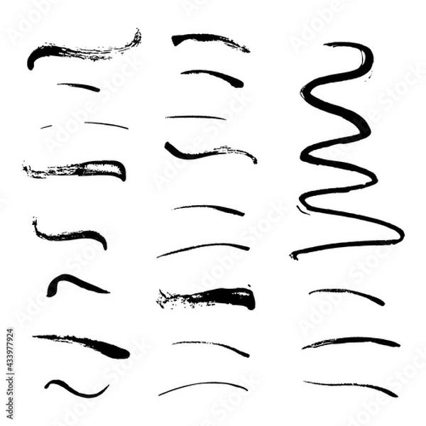 Obraz Black brush strokes on white background; vector set
