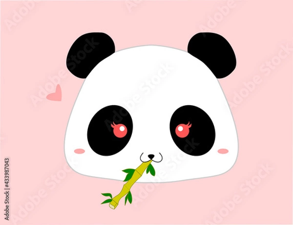 Fototapeta Panda face vector illustration. Panda eating bamboo drawing. Good for postcards, notebook covers, book and magazine illustrations, presentations, decorations and more
