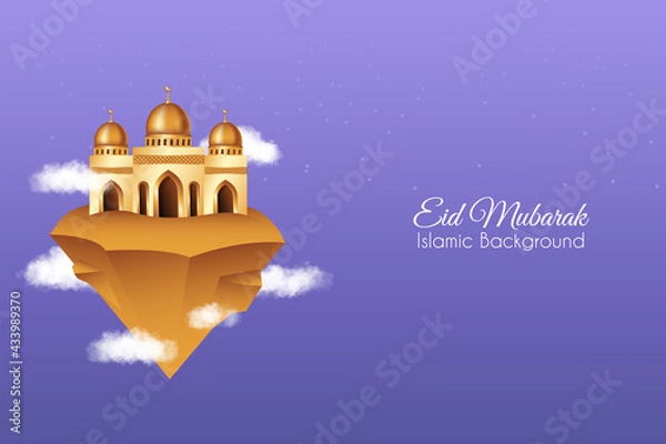 Fototapeta Eid mubarak background with Mosque in the sky. Islamic background suitable for Ramadan, Eid al Adha, Eid al Fitr.