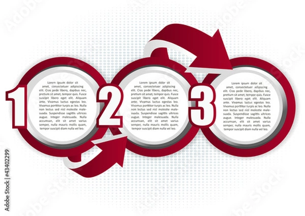 Fototapeta Abstract background with three bubbles steps and arrows