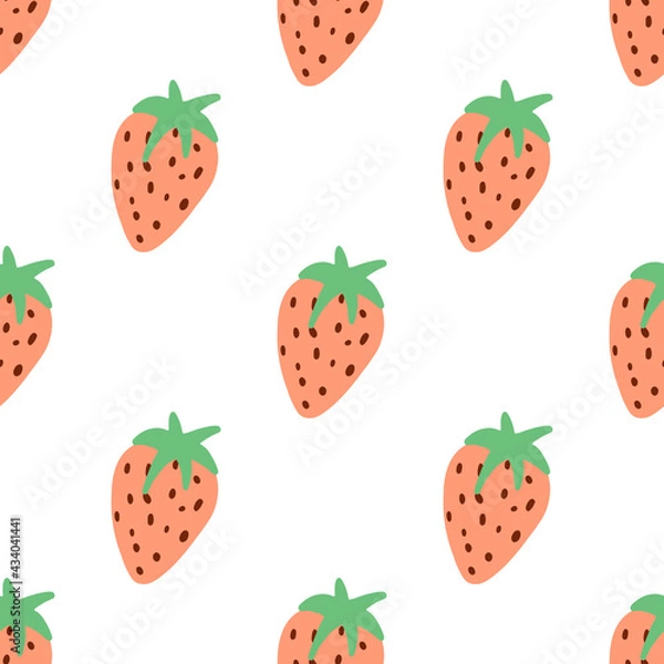 Fototapeta Hand drawn vector illustration of strawberry in abstract style. Seamless pattern for wall paper, textile, fabrics, wrapping paper and endless background.
