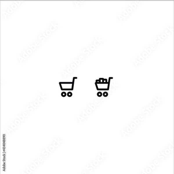 Fototapeta Trolley, checkout outline icon- vector