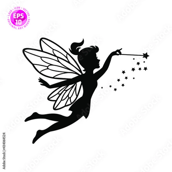 Fototapeta beautiful fairy silhouette vector template