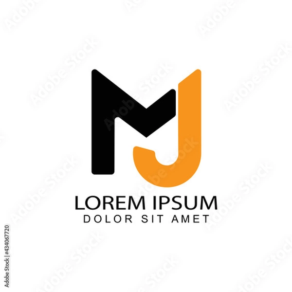 Obraz MJ initial letter linked design logo vector in isolated white background