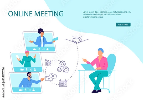 Fototapeta webpage template of Virtual office, study or education