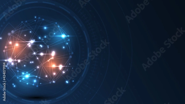 Fototapeta Global network connection World map abstract technology background global business innovation concept