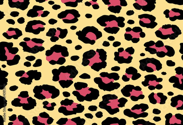 Fototapeta leopard cheetah pattern texture repeating seamless pink yellow black print