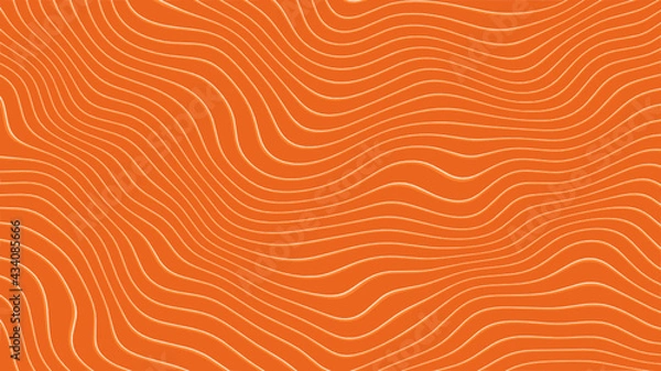 Obraz Vector - Salmon fillet texture.Orange and white curved wave lines.