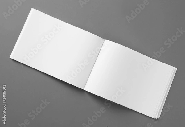 Obraz Open blank brochure on light grey background, top view