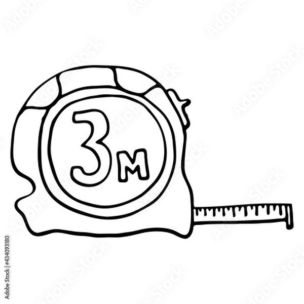 Fototapeta Hand-drawn tape measure.Vector illustration isolated on white background.