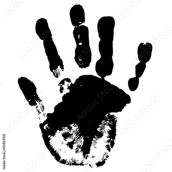 Fototapeta Vector concept or conceptual cute paint human hand or handprint of child isolated on white background for art, fun, happy, infant, identity, education, school, little kid or young childhood symbol