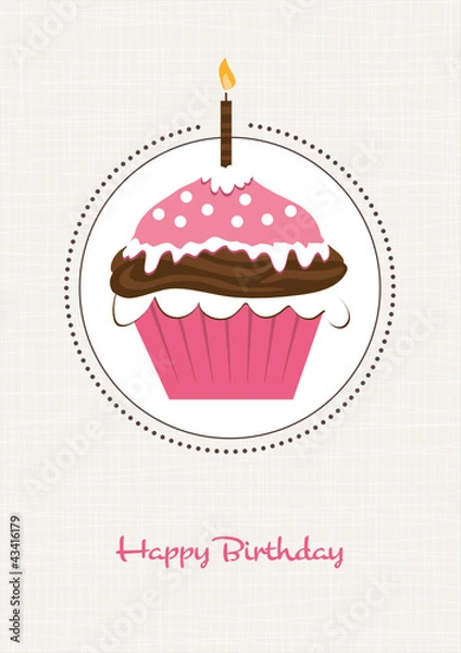 Obraz Cupcake zum Geburtstag mit Geburtstagskerze