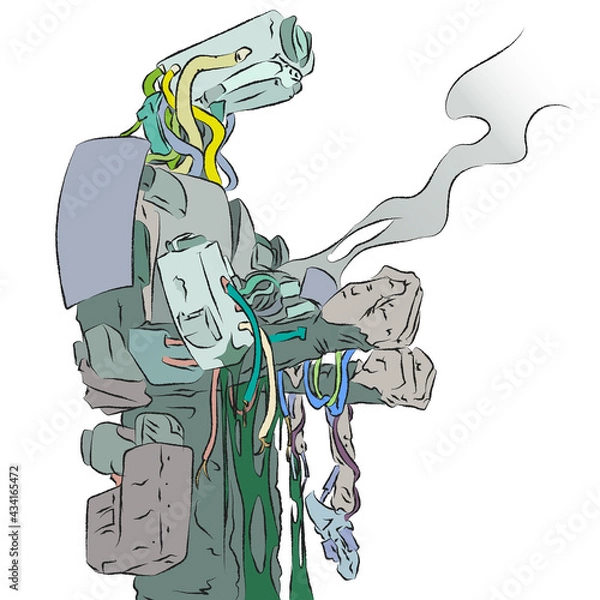 Obraz dramatic illustration of a robot and a little robot