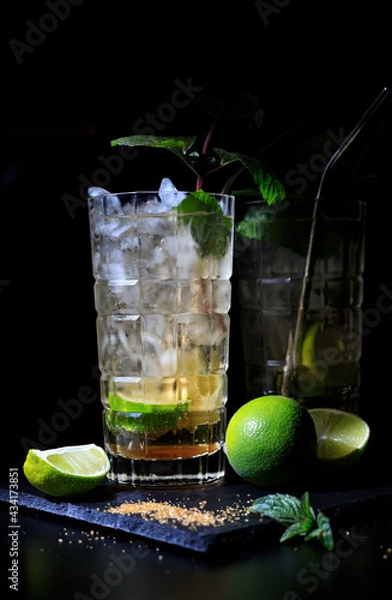 Fototapeta Two mojitos on a black background