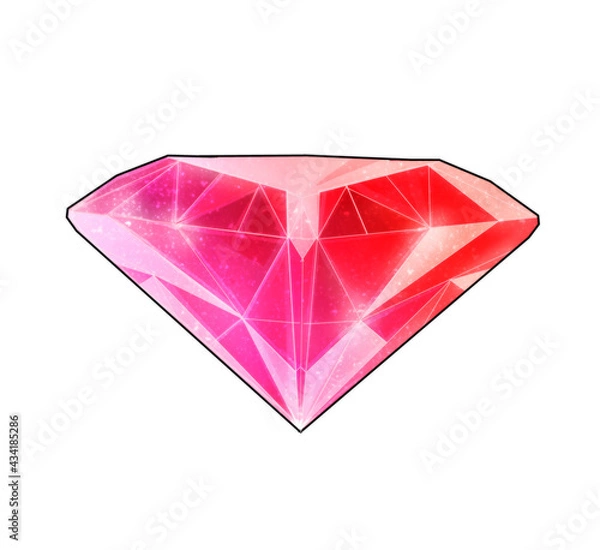 Fototapeta Beautiful stylized cartoon shining ruby