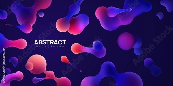 Obraz Abstract vector illustration with morphing balls on dark background.