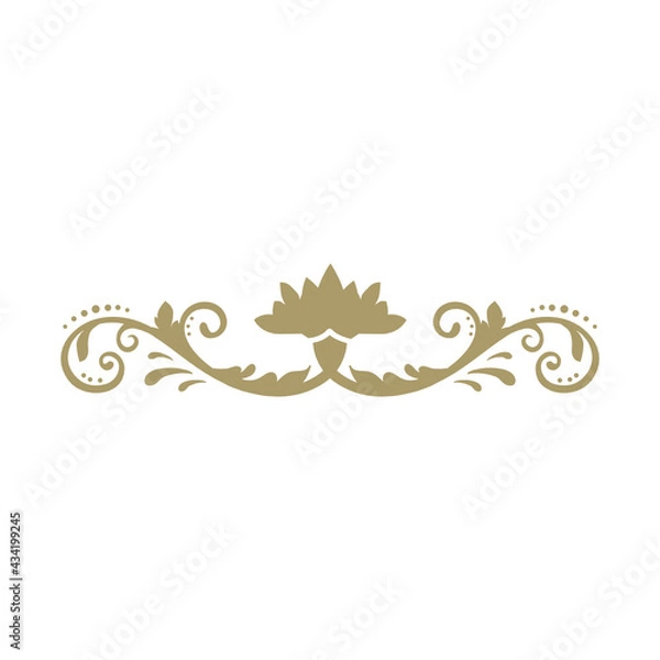 Obraz empty golden ornamental frame, damask pattern, vector