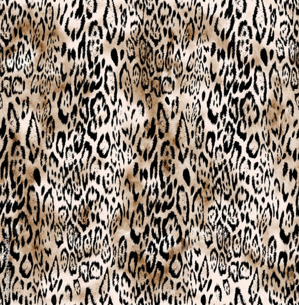 Fototapeta Seamless hand drawing leopard pattern, animal print