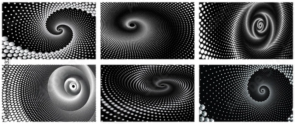 Fototapeta Set of Dotted Halftone Vector Spiral Patterns or Textures