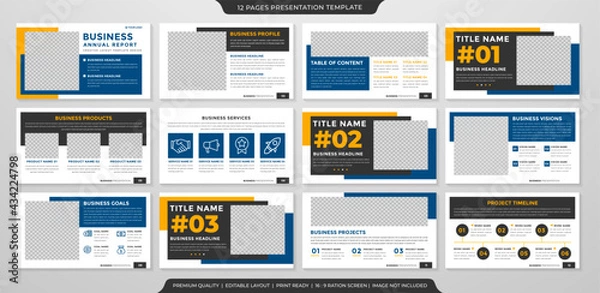 Fototapeta set of business presentation template design with clean style and modern layout
