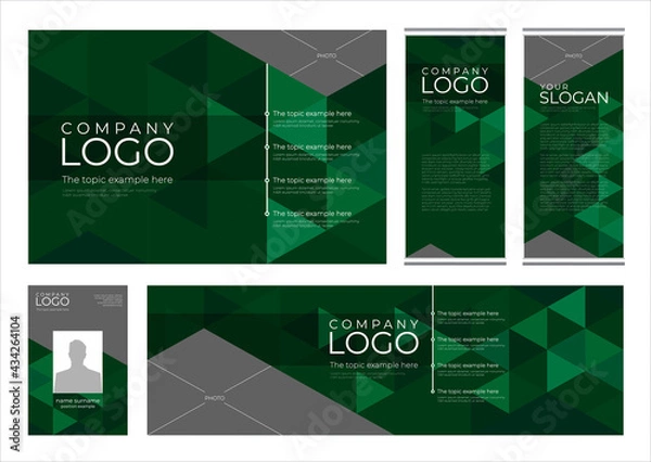 Fototapeta Abstract green geometric triangular background theme. Vector design layout for banners, presentations, flyers, poster and  roll-up displays.