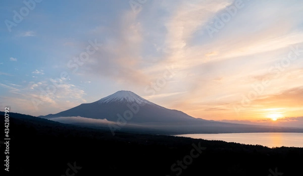 Fototapeta 絶景ポイント　山中湖パノラマ台の夕暮れ