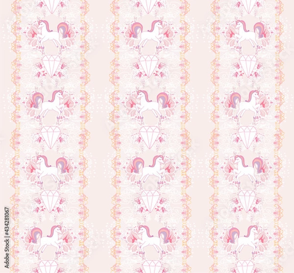 Fototapeta Seamless pattern with cute unicorns