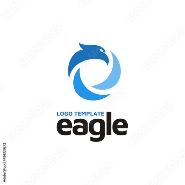 Fototapeta Circular Frame Shutter Aperture Lens symbol with Head of Eagle Falcon Hawk Bird logo design