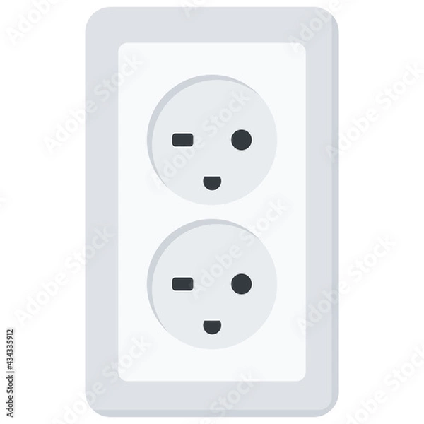 Fototapeta White Flat Wall Socket Vector Illustration Icon, Type K