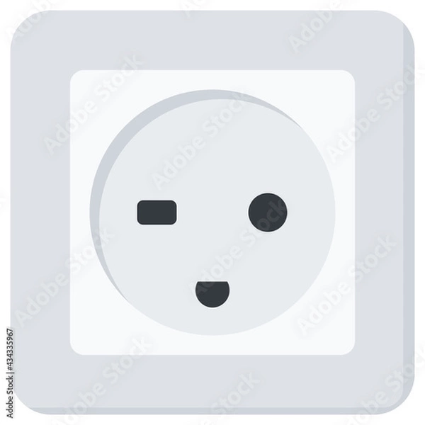 Fototapeta White Flat Wall Socket Vector Illustration Icon, Type K