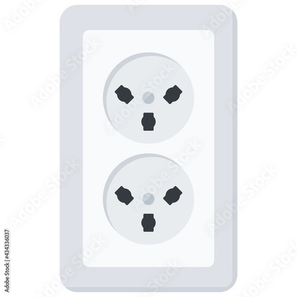 Fototapeta White Flat Wall Socket Vector Illustration Icon, Type H